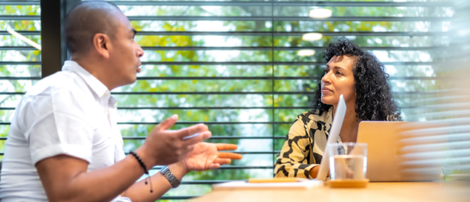 Two people having a conversation.